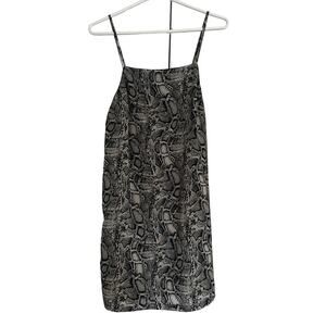 Japna Womens Medium Y2K Snakeskin Mini Party‎ Slip Dress Summer Sleeveless Black